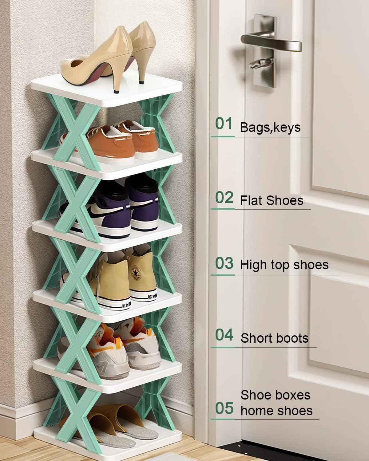 Adjustable Shoe Stand Organizer Stackable Storage Bedroom entryway Slots Shelf Footwear Rack