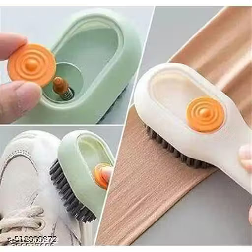 Shoe cleaner brush with liquid soap dispenser