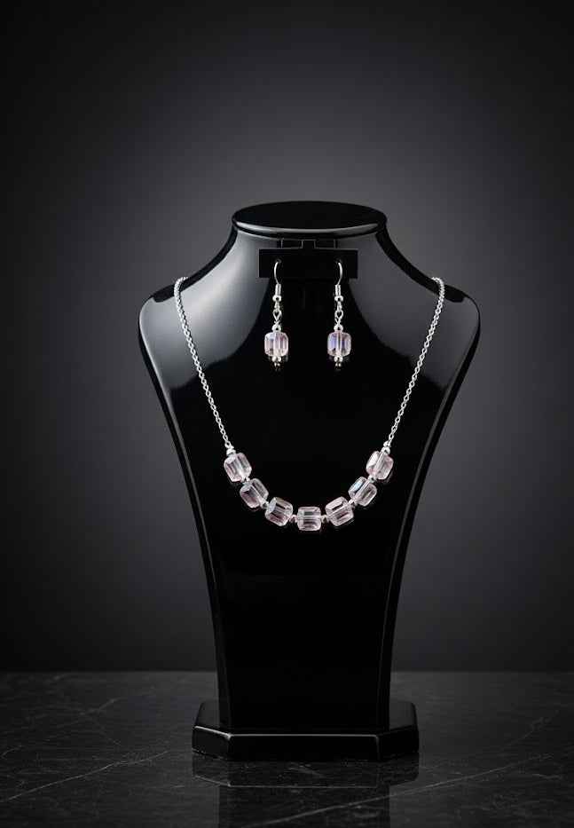 Sliver Plated Artificial Stones Studded Jewellery Set