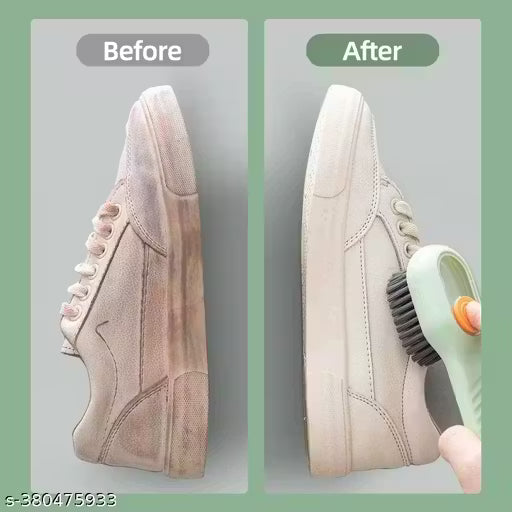 Shoe cleaner brush with liquid soap dispenser