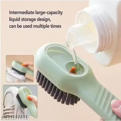Shoe cleaner brush with liquid soap dispenser