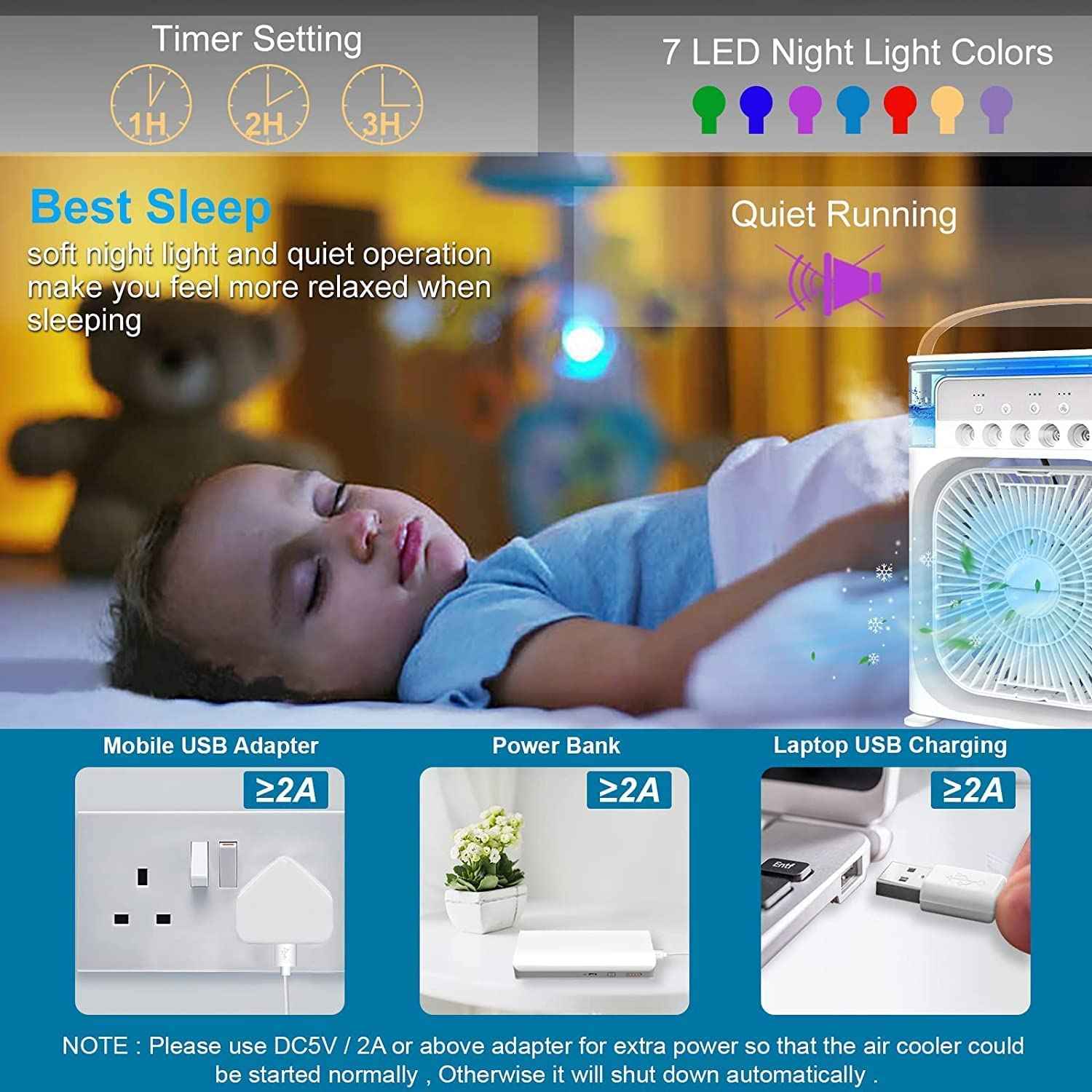 Portable Air Cooler Mist Fan