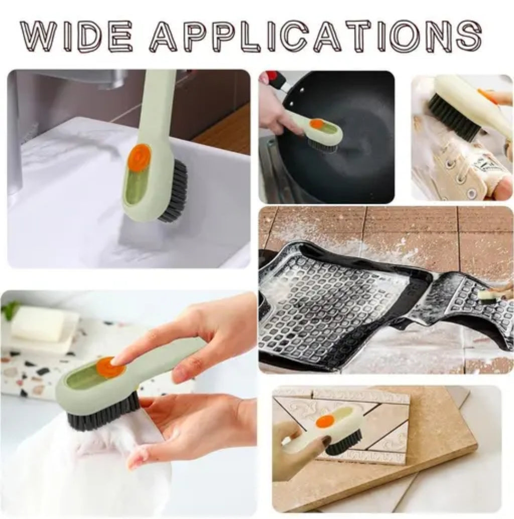 Shoe cleaner brush with liquid soap dispenser