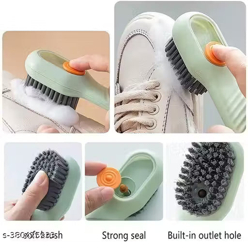Shoe cleaner brush with liquid soap dispenser